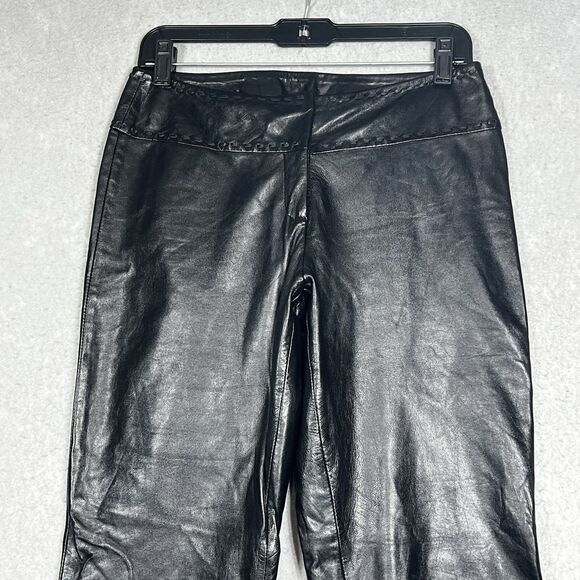 Cache Pants Womens Sz 6 Black 100% Genuine Leather Y2K Vintage 1980s-1990s Goth - Picture 2 of 12